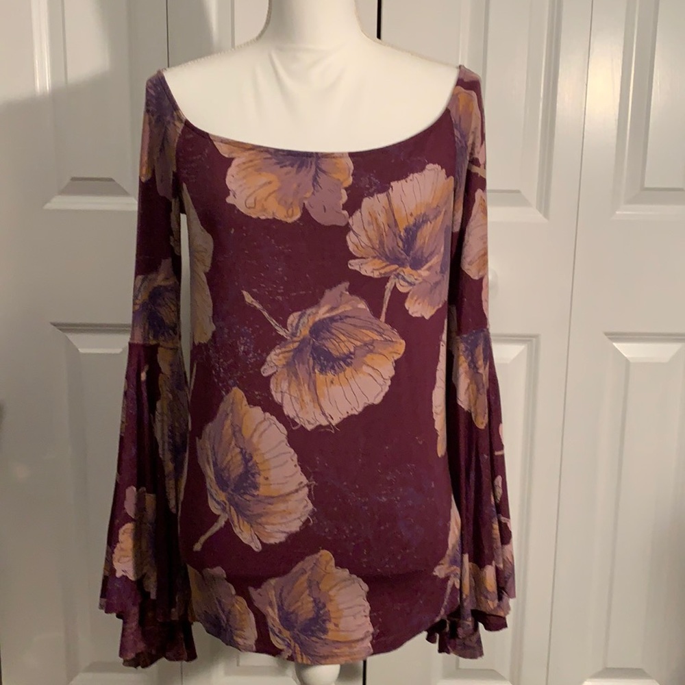 Free People. We The Free collection. Plum colored bell sleeved off the shoulder